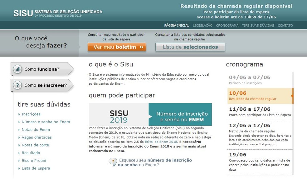 Aprovados no Sisu do 2º semestre de 2019 devem efetivar a matrícula até esta segunda (17)