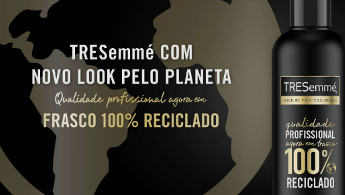 TRESemmé apresenta novas embalagens com plástico 100% reciclado e reciclável