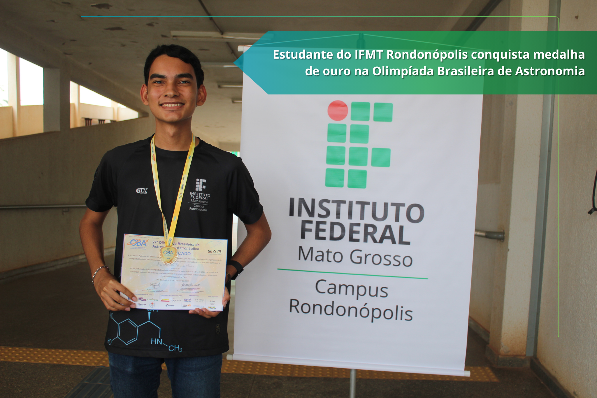 Aluno do IFMT Campus Rondonópolis recebe medalha de Ouro na Olimpíada Brasileira de Astronomia e Astronáutica (OBA)