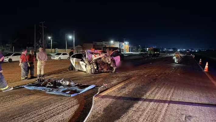 Quatro pessoas morrem em acidente com carro de aplicativo na BR-163